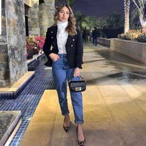 Zara Tweed Jacket with Gold Buttons